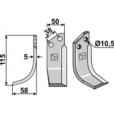 Lame de fraise rotative gauche - AG000517