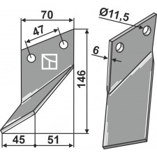 Dent rotative, modèle gauche - Rota Dairon - 450.1002