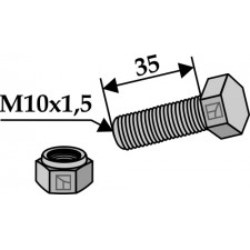 Boulon avec écrou frein - M10x1,5 x35- 8.8 - Pöttinger - 103.065 / 122.107