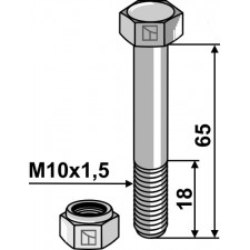 Boulon avec écrou frein - M10 - 10.9