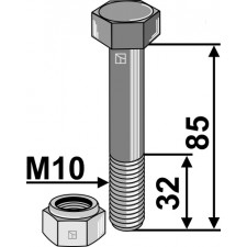 Boulon avec écrou frein - M10x1,5 - 10.9 - Marsk-Stig - 90060058