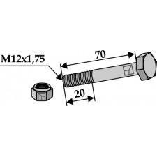 Boulon avec écrou frein - M12x1,75 - 10.9 - Kverneland - MA0000149
