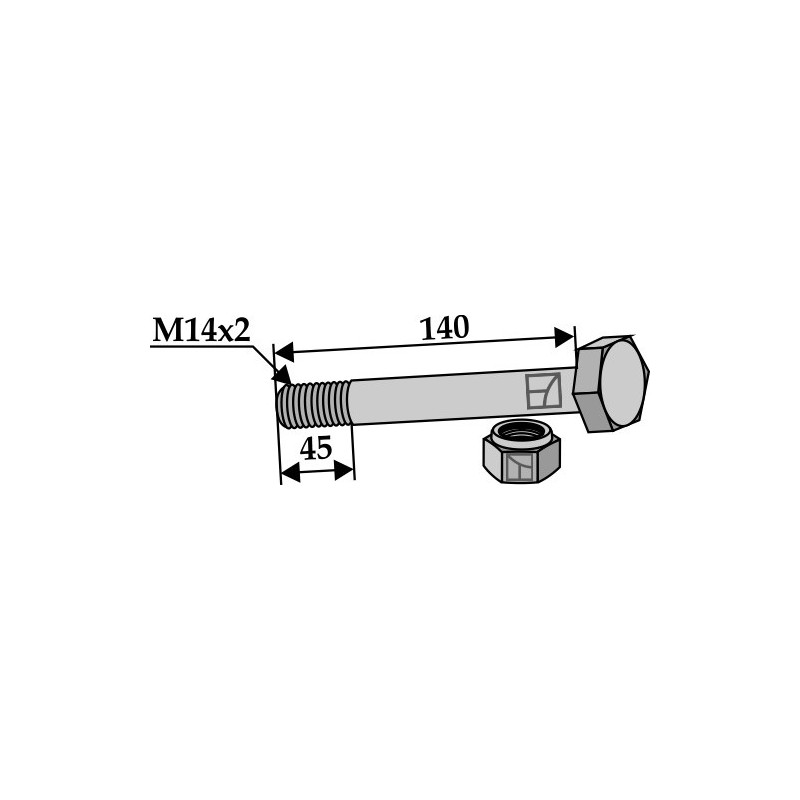Boulon avec écrou frein - M14x2 - 10.9 - AG008562