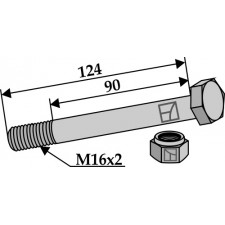 Boulon avec écrou frein - M16 x 2 - 8.8 - AG008551