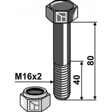 Boulon avec écrou frein - M16 x 2 - 10.9 - Votex - 4503255