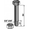 Boulon avec écrou frein - 5/8''UNF - Twose - Schraube T7943 - Mutter T7942