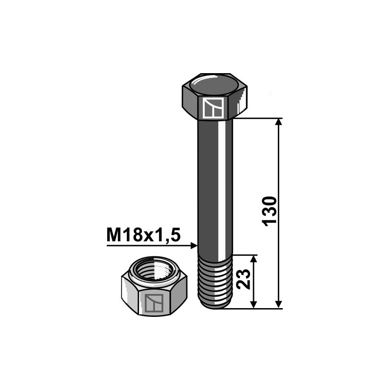 Boulon avec écrou frein - M18x1,5 - 10.9