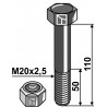 Boulon avec écrou frein - M20 x 2,5 - 10.9 - Mulag - Schraube: 168359 - Mutter: 100690