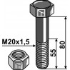 Boulon avec écrou frein - M20 x 1,5 - 10.9 - Mc Connel - 9213168 - 9143008