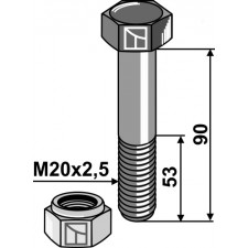 Boulon avec écrou frein - M20 x 2,5 - 8.8 - Vogel u. Noot - 523804
