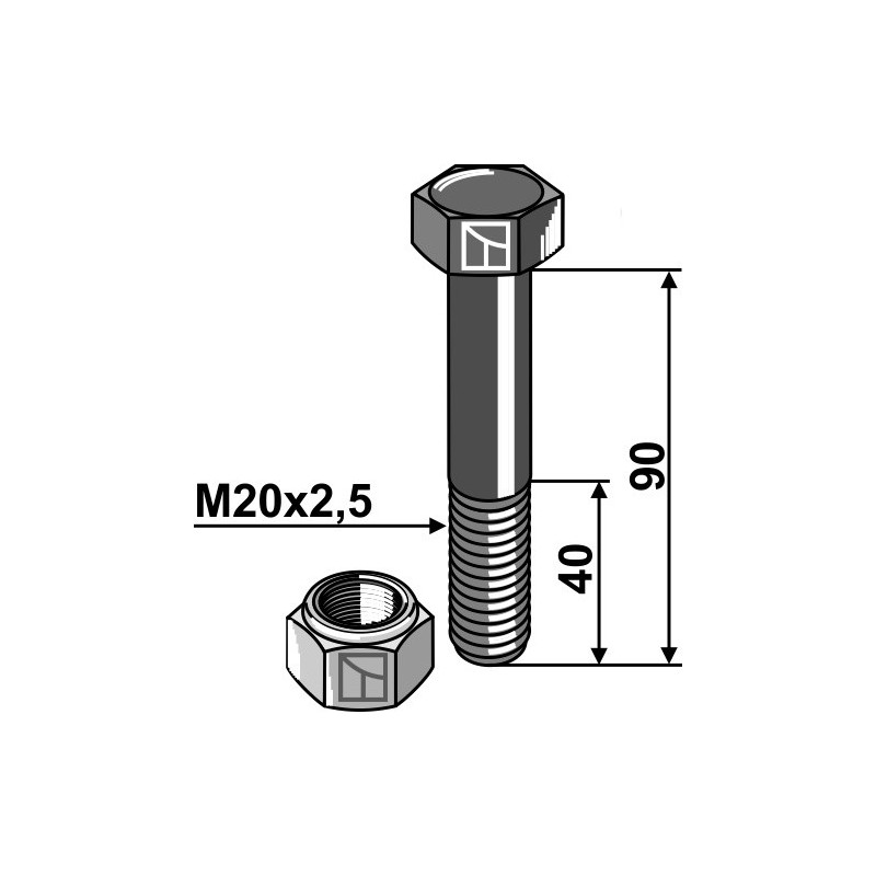 Boulon avec écrou frein - M20 - 10.9 - AG002750