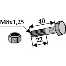 Boulon avec écrou frein - M8x1,25 - 8.8