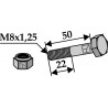 Boulon avec écrou frein - M8x1,25 - Rousseau - Schraube: 4.9502.30 / Mutter: 4.2006.04