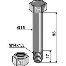 Boulon avec écrou frein - M14x1,5 - 10.9 - Bomford - Schraube 05.775.10 - Mutter 05.968.06