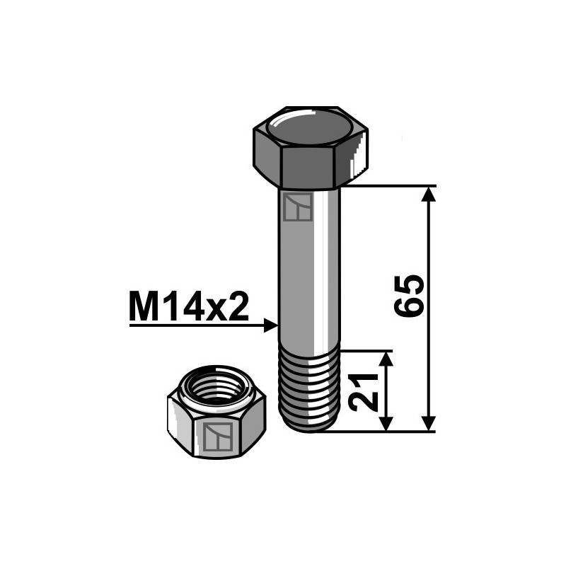 Boulon avec écrou frein - M14x2 - 10.9 - AG002623