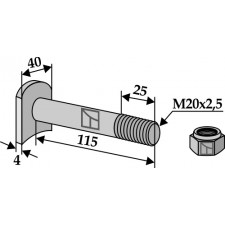 Boulon M 20 x 2,5 - 8.8 avec écrou frein - Humus - Schraube 22495014  Mutter 9098601