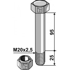 Boulon avec écrou frein - M20 x 2,5 - 10.9 - Sauerburger - 10456