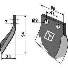 Couteau pour fossoyeuse - modèle droite - Oosterlaan - G.T.1 RE