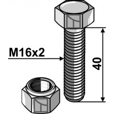 Boulon M16 x 40 - Simba - Schraube P00007 - Mutter P02008