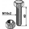 Boulon M16 x 40 - Great Plains - Schraube 802-703C - Mutter 803-282C