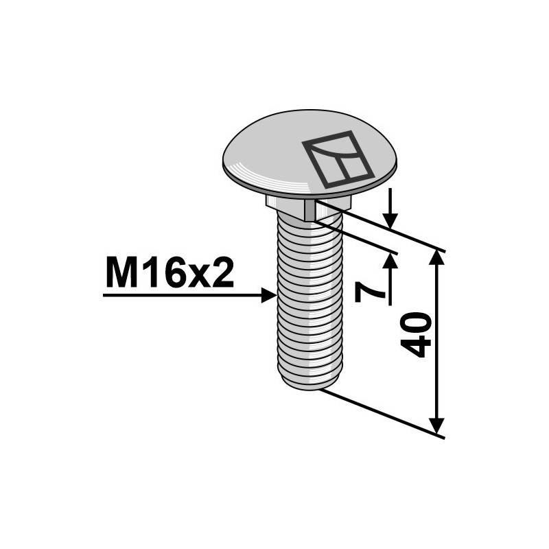 Boulon à tête bombée M16x2 - AG007995