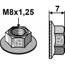 Écrou héxagonal avec bride - M8x1,25 - Strautmann - 86500557