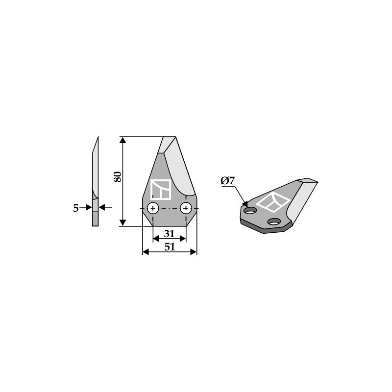 Couteau pour mélangeurs de fourrage, droit - Sgariboldi - CL07.006