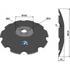 Disque crénelée à fond plat - Ø610 - Great Plains - 820-461C