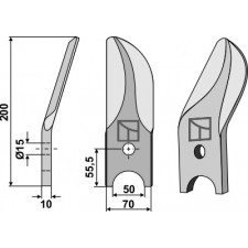 Couteau de herses à bêches rotatives 2 sections en acier au bore, gauche - Doublet-Record - 99000 132