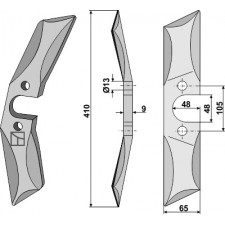 Couteaux pour emotteuses à bêches rotative - gauche - Rabe - 6436.29.02  SSG 400