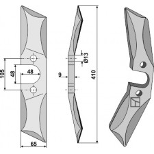 Couteaux pour emotteuses à bêches rotative - droit - Rabe - 6436.29.01  SSG 400