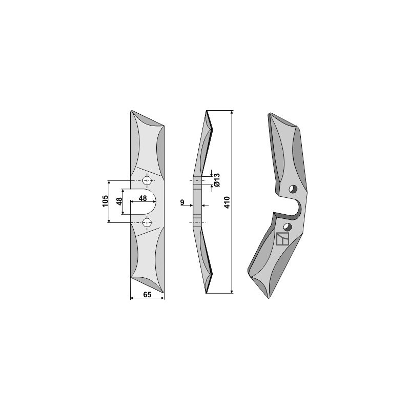 Couteaux pour emotteuses à bêches rotative - droit - Rabe - 6436.29.01  SSG 400