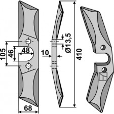 Couteau de herses à bêches rotatives droit en acier au bore, droite - AG006458
