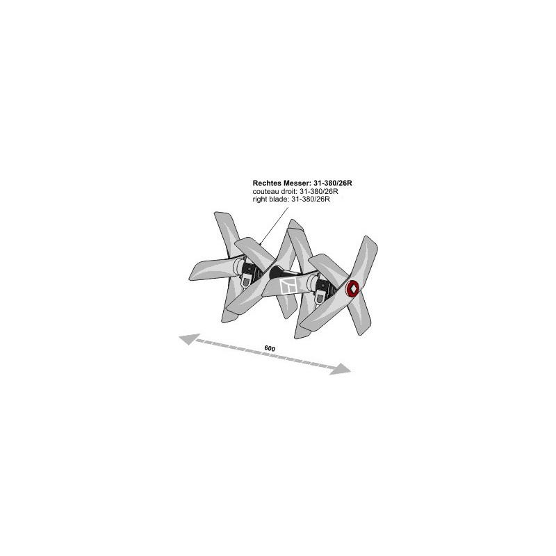 Herses à bêches rotatives traînées droite - 600 - AG007269