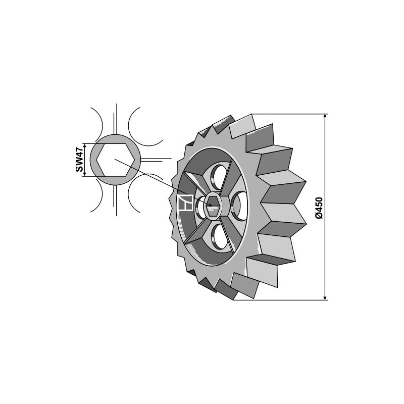 Roue dentée - Ø450mm - Rabe - 6809.01.02