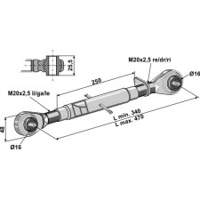Barre de poussée à borne traîtée M20x2,5 - AG011097