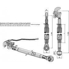 Barre de poussée avec crochet automatique et borne à rotule traîtée M30 x 3,5 - AG010673