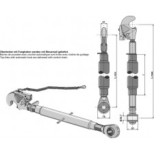 Barre de poussée avec crochet automatique et borne à rotule traîtée M30 x 3,5 - AG010672