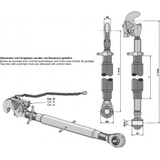 Barre de poussée M36 x 3 avec crochet automatique et borne à rotule traîtée - AG010661