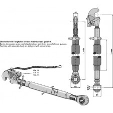 Barre de poussée M36 x 3 avec crochet automatique et borne à rotule traîtée - AG010657