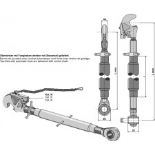 Barre de poussée M36 x 3 avec crochet automatique et borne à rotule traîtée - AG010649