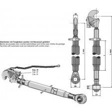 Barre de poussée M36 x 3 avec crochet automatique et borne à rotule traîtée - AG010647