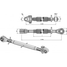 Barre de poussée à borne traîtée et articulation M 36 x 3 - AG010635