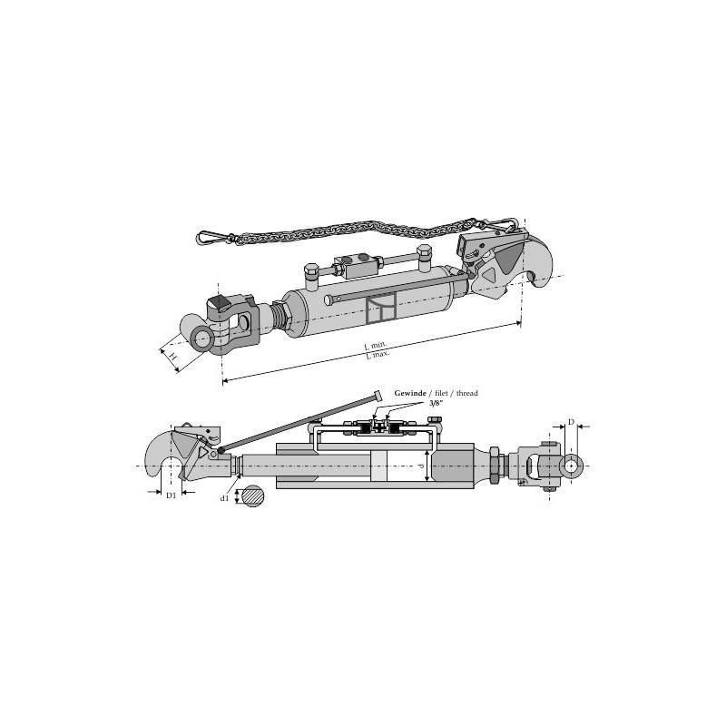 Barre de poussée hydraulique avec crochet et articulation - AG010291