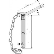 Pitons de sûreté avec chaîne et goupille battante pour barres inférieures - AG010046