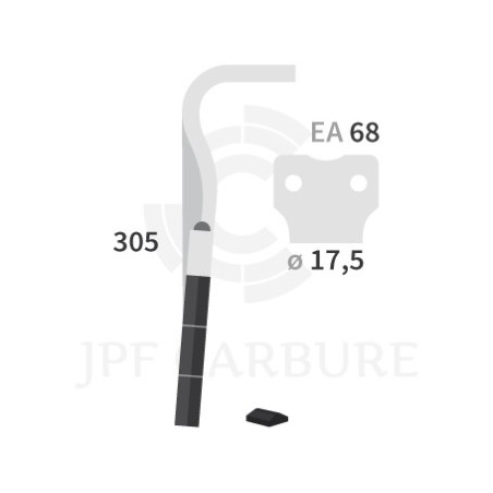 Dent de herse rotative carbure Kuhn 52556500 gauche (3 plaquettes)