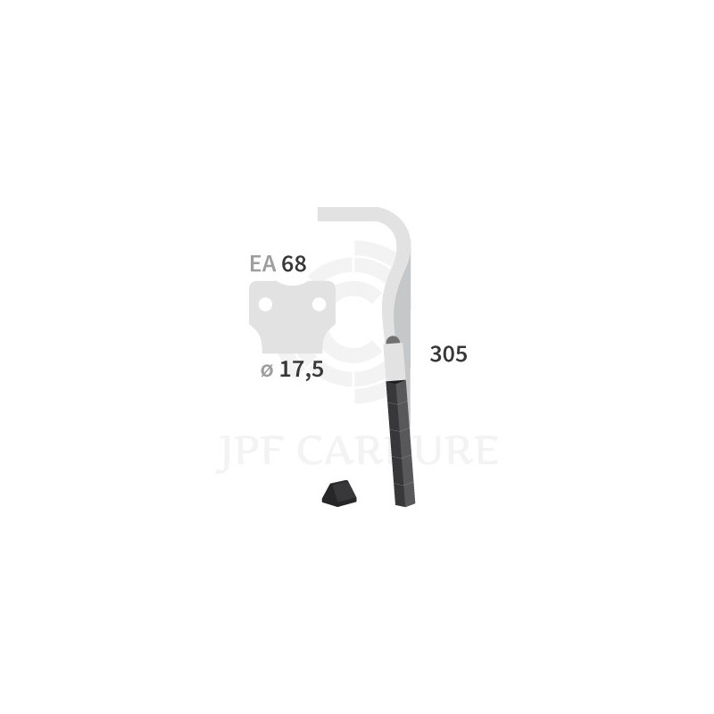 Dent de herse rotative carbure Kuhn 52556400 droite (3 plaquettes triangulaires)