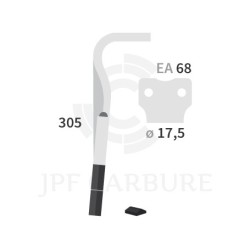 Dent de herse rotative carbure Kuhn 52556500 gauche (2 plaquettes)