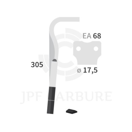 Dent de herse rotative carbure Kuhn 52556500 gauche (2 plaquettes)