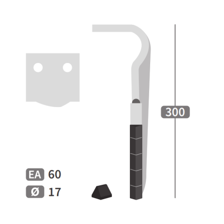 Dent de herse droite rotative Maschio Gaspardo M36100160 carbure
